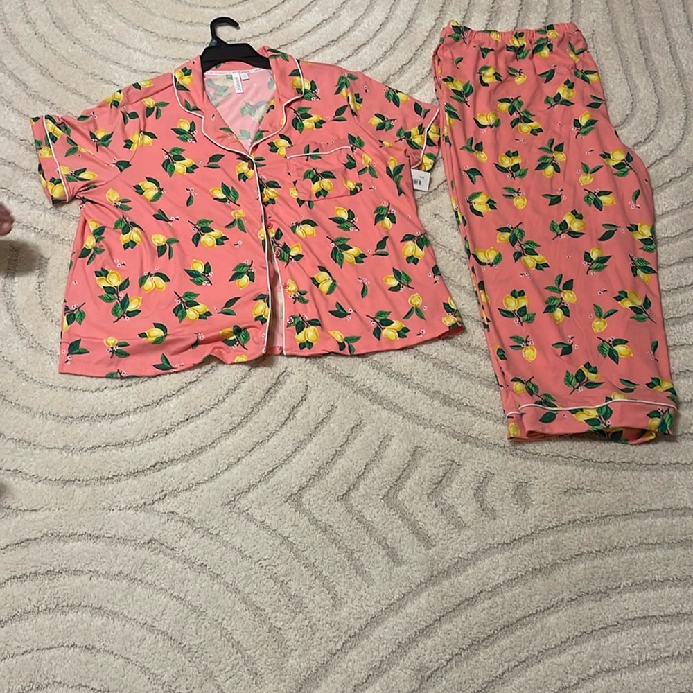 Kids Pink Lemon Print Pajama Set